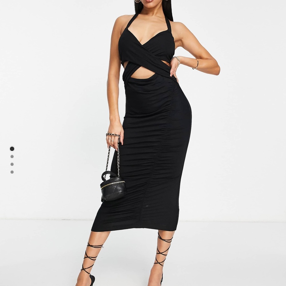 ASOS Black Halterneck Midi Dress